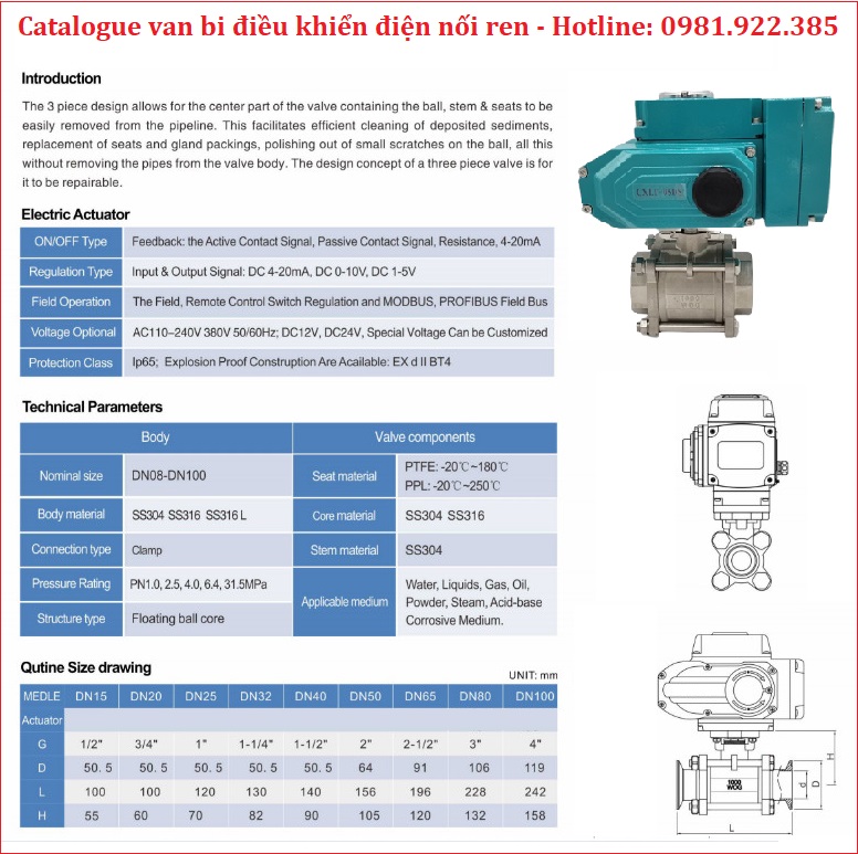 Catalogue van bi điều khiển điện nối ren