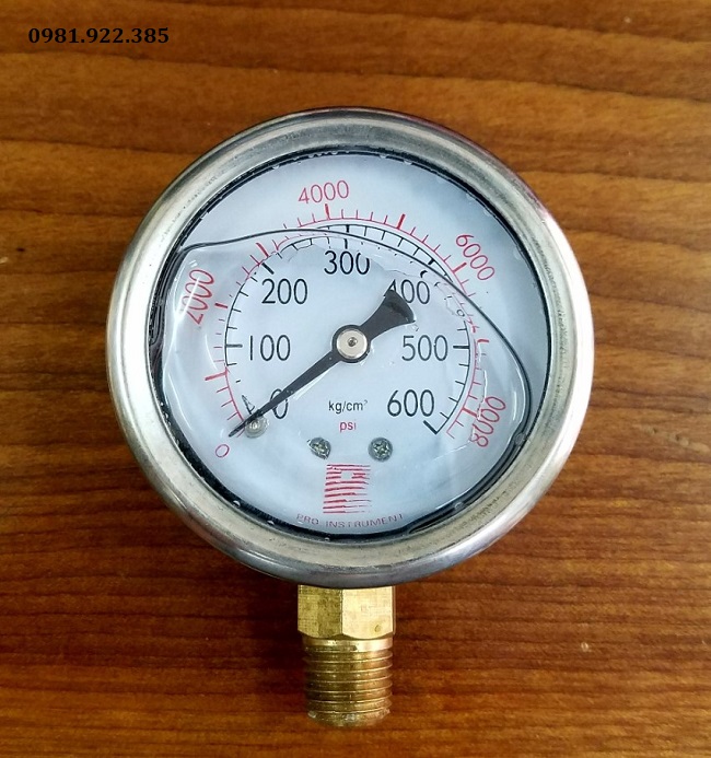 Đồng hồ đo áp suất mặt dầu chân đứng
