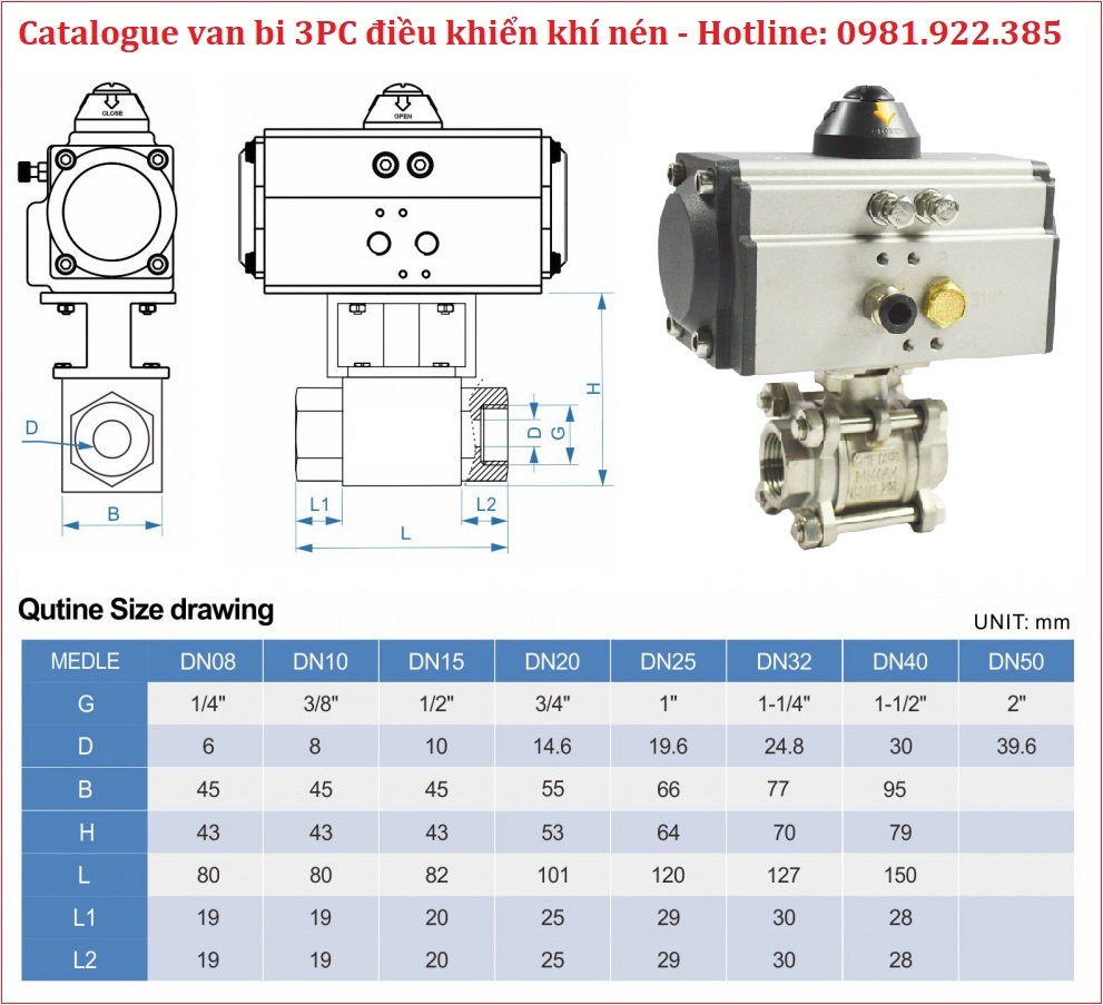 Catalogue van bi 3PC điều khiển khí nén