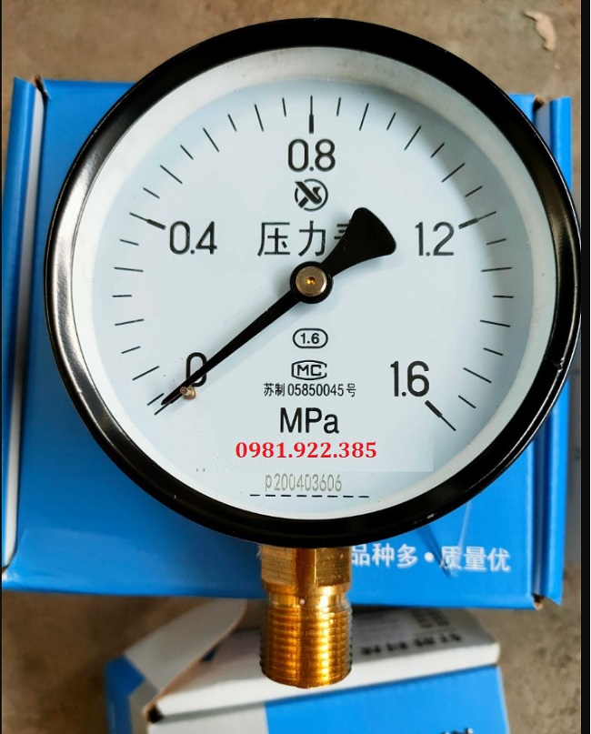 Đồng hồ đo áp suất vỏ thép chân đứng lắp ren