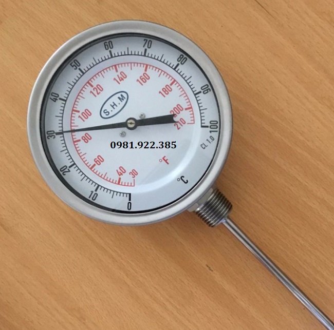Đồng hồ đo nhiệt độ chân đứng 100mm