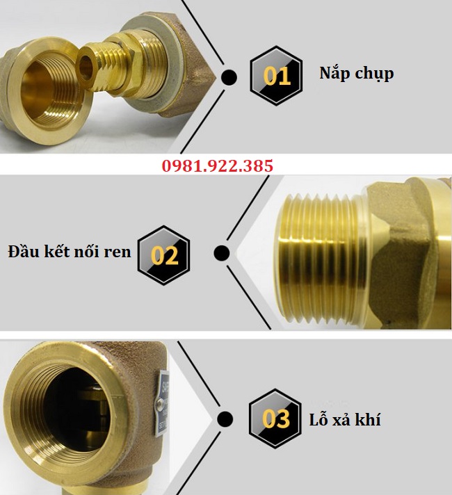 Cấu tạo van an toàn đồng nối ren