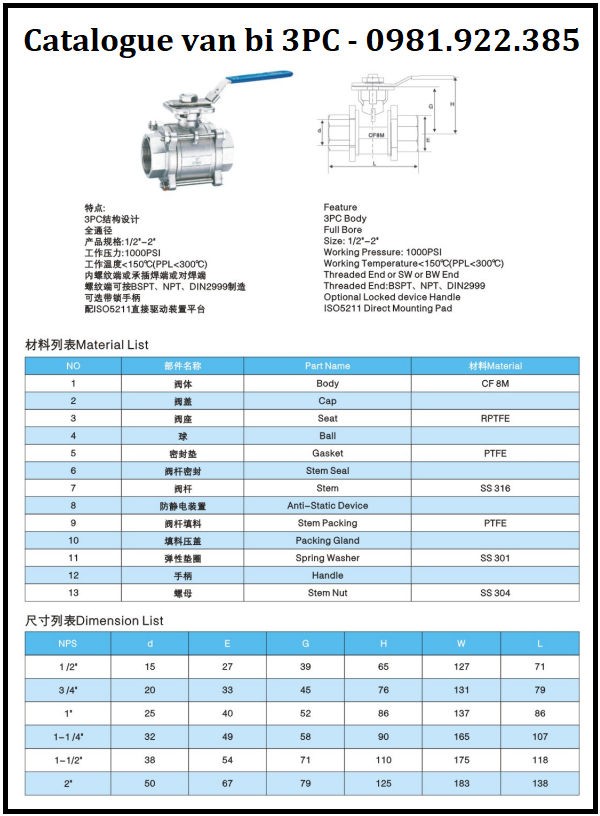 Catalogue van bi 3 thân - 3PC