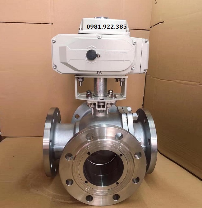 Van bi 3 ngã mặt bích điều khiển điện