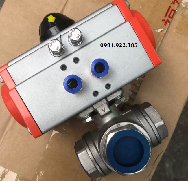 Van bi inox 3 ngã điều khiển khí nén