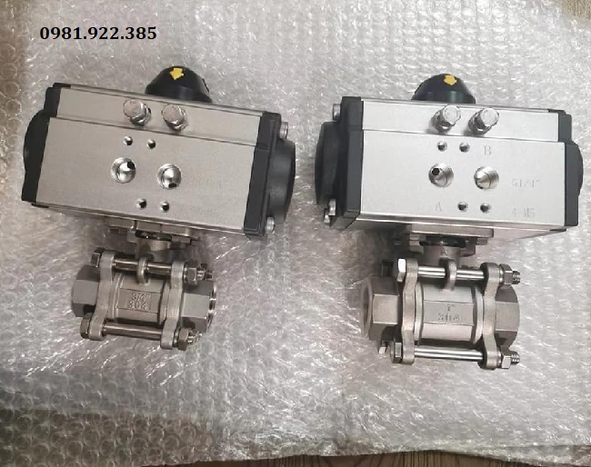 Van bi inox 3PC điều khiển khí nén DN20