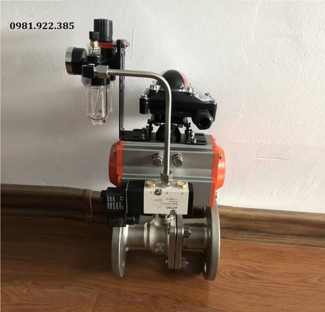 Van bi inox điều khiển khí nén lắp bộ lọc khí nén DN40