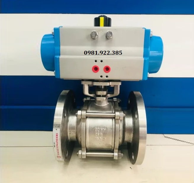 Van bi inox điều khiển khí nén mặt bích