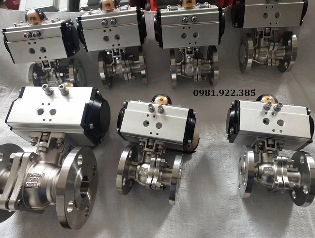 Van bi inox mặt bích điều khiển khí nén DN65
