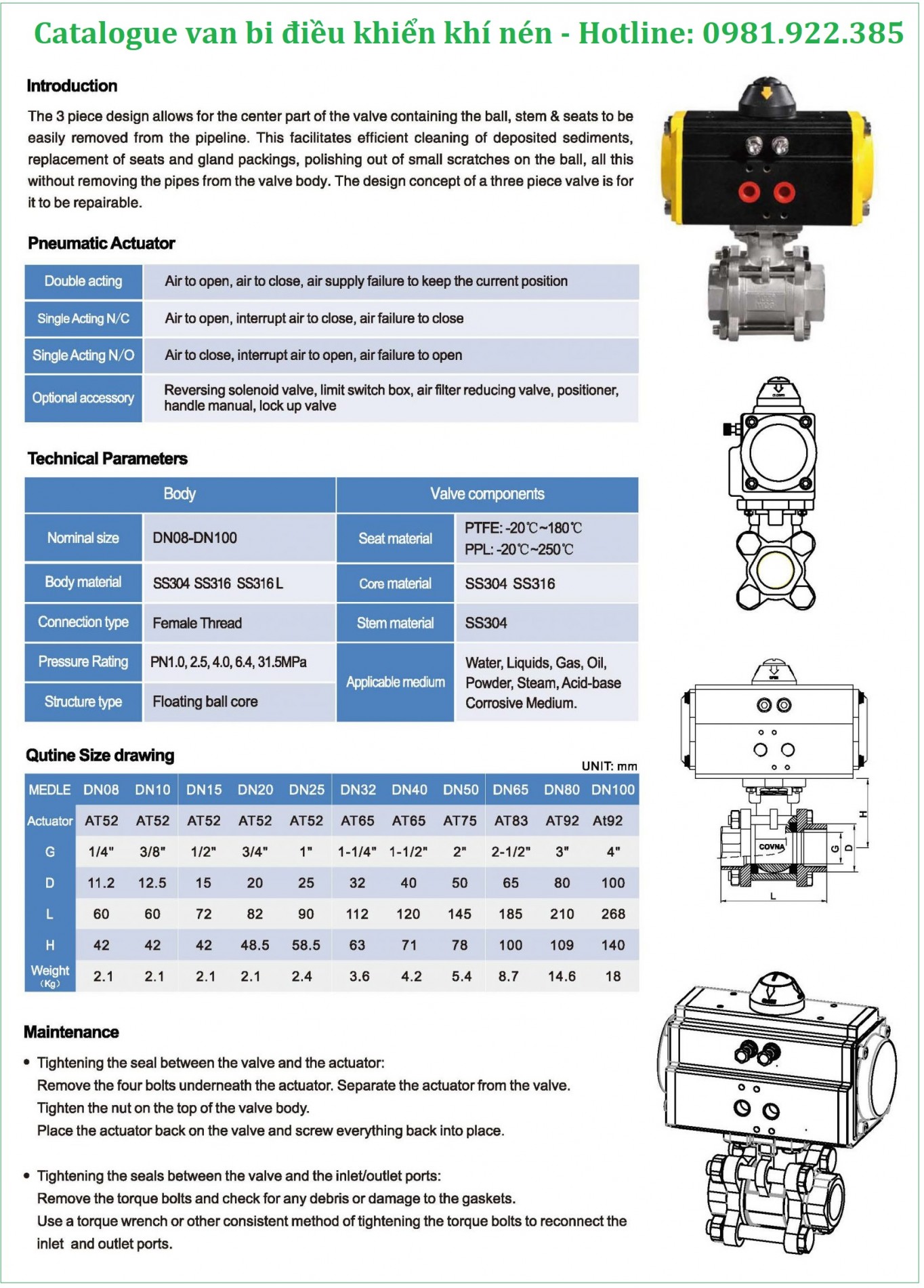 Catalogue van bi điều khiển khí nén nối ren