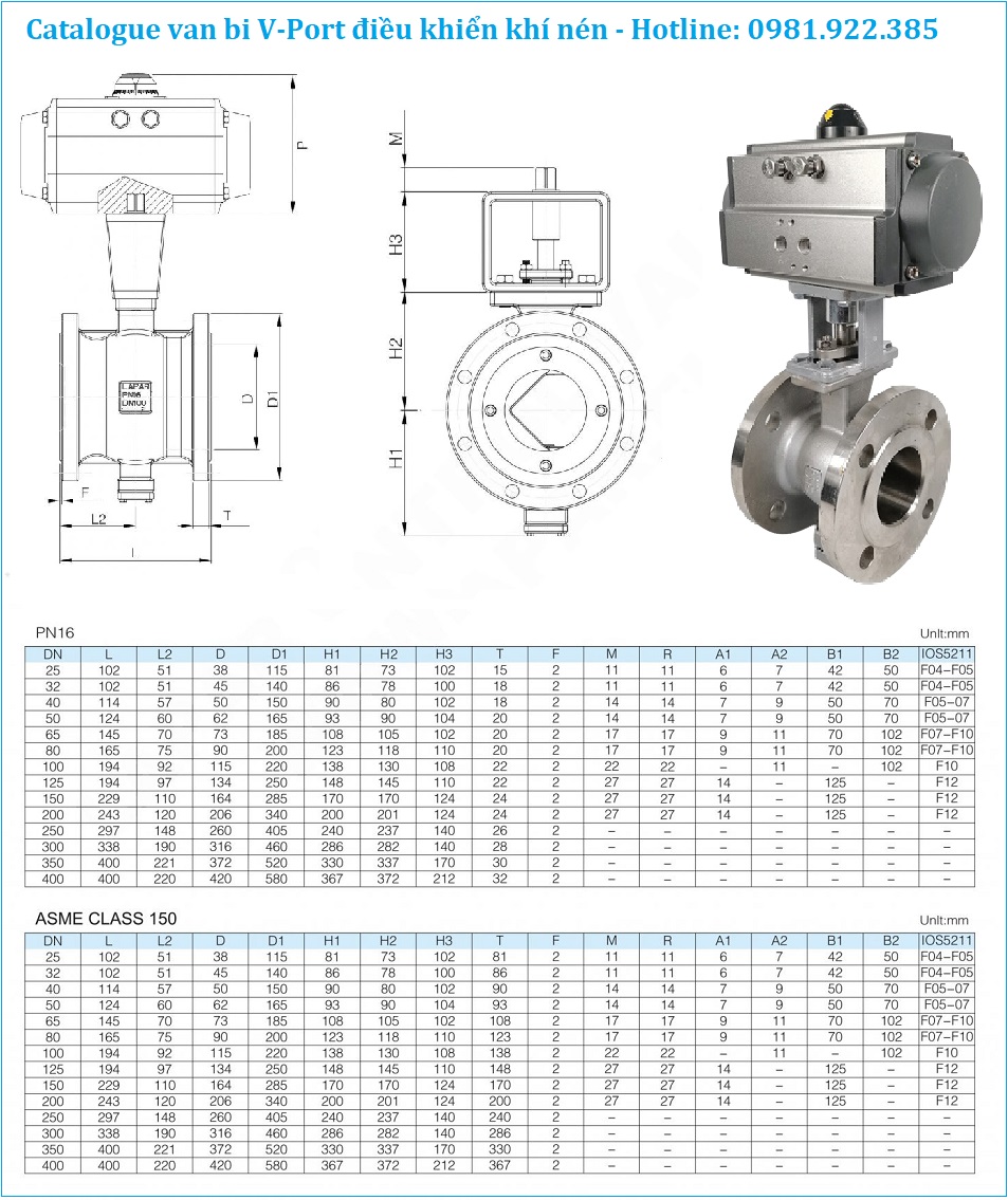 Catalogue van bi V-Port điều khiển khí nén
