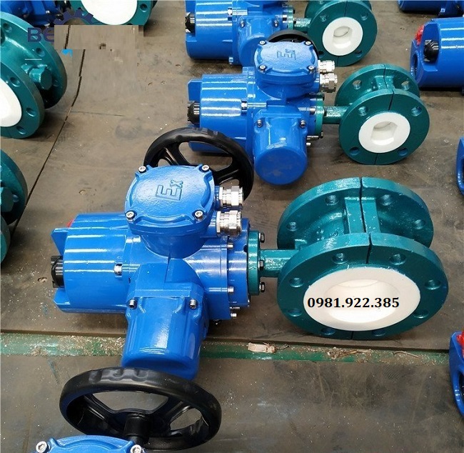 Van bướm bọc Teflon điều khiển điện DN350