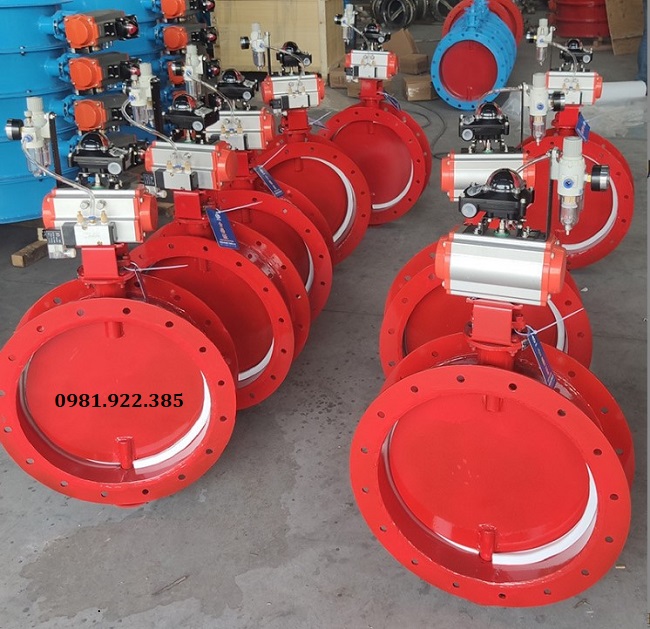 Hình ảnh van bướm thép điều khiển khí nén DN1000