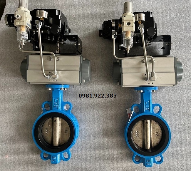 Van bướm điều khiển khí nén lắp bộ lọc khí nén DN100