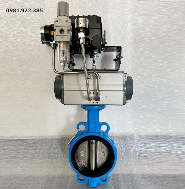 Van bướm điều khiển khí nén lắp bộ lọc khí nén DN125