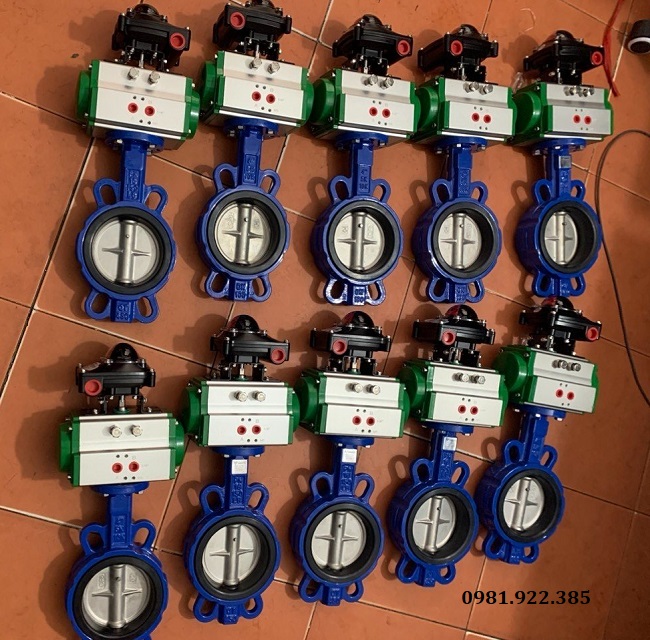 Van bướm gang điều khiển khí nén DN65