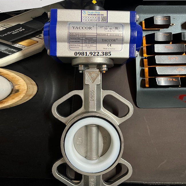 Van bướm inox điều khiển khí nén DN50