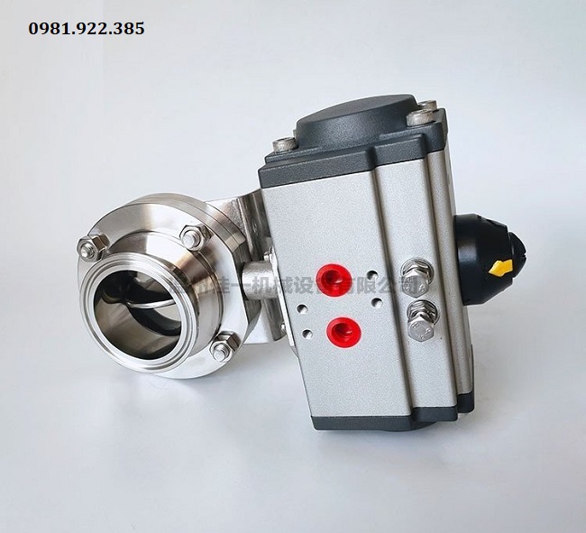 Van bướm inox vi sinh điều khiển khí nén DN25