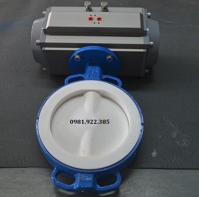 Van bướm Teflon điều khiển khí nén DN350