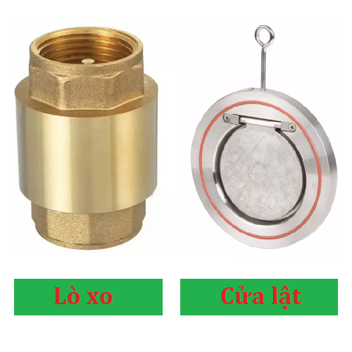 Sự khác nhau giữa van một chiều lò xo và van một chiều cửa lật